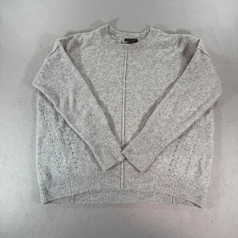Topshop Grey Marl Pointelle Sweater Crew Neck Knit Womens US 4‎
